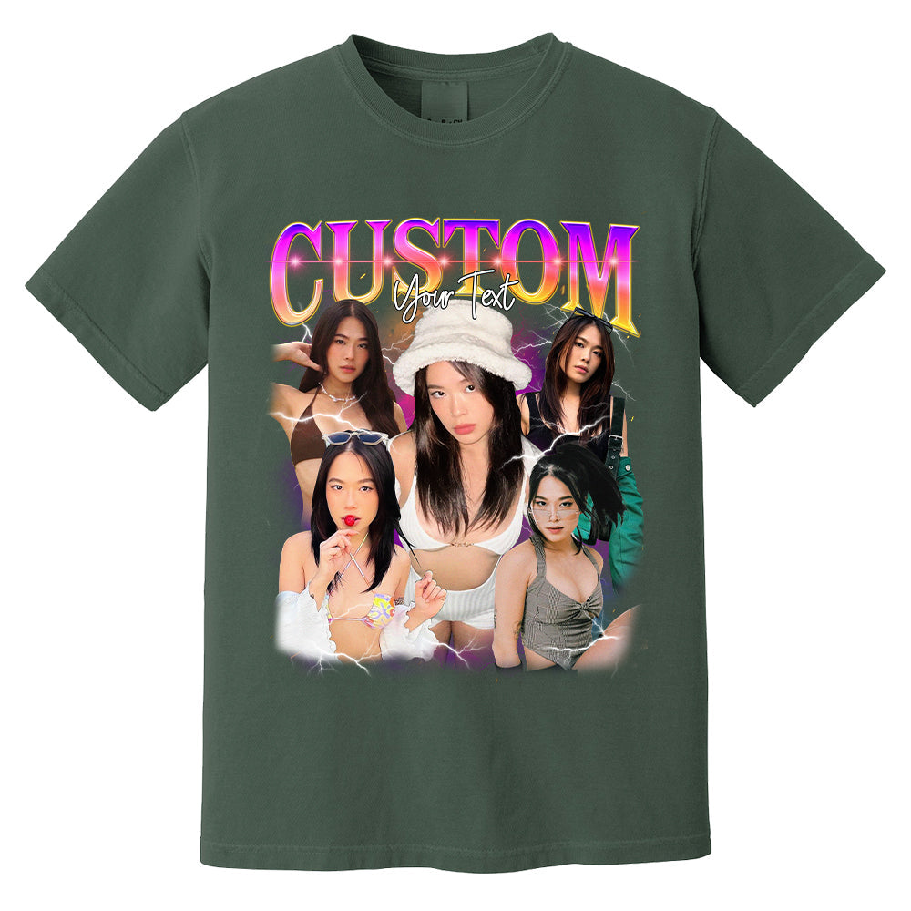 Personalized Bootleg Shirt, 90s Bootleg Shirt, Retro Bootleg, Custom Girlfriend Vintage Washed Shirt, Personalized Photo,Gift For Boyfriend
