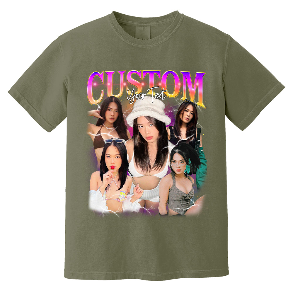 Personalized Bootleg Shirt, 90s Bootleg Shirt, Retro Bootleg, Custom Girlfriend Vintage Washed Shirt, Personalized Photo,Gift For Boyfriend