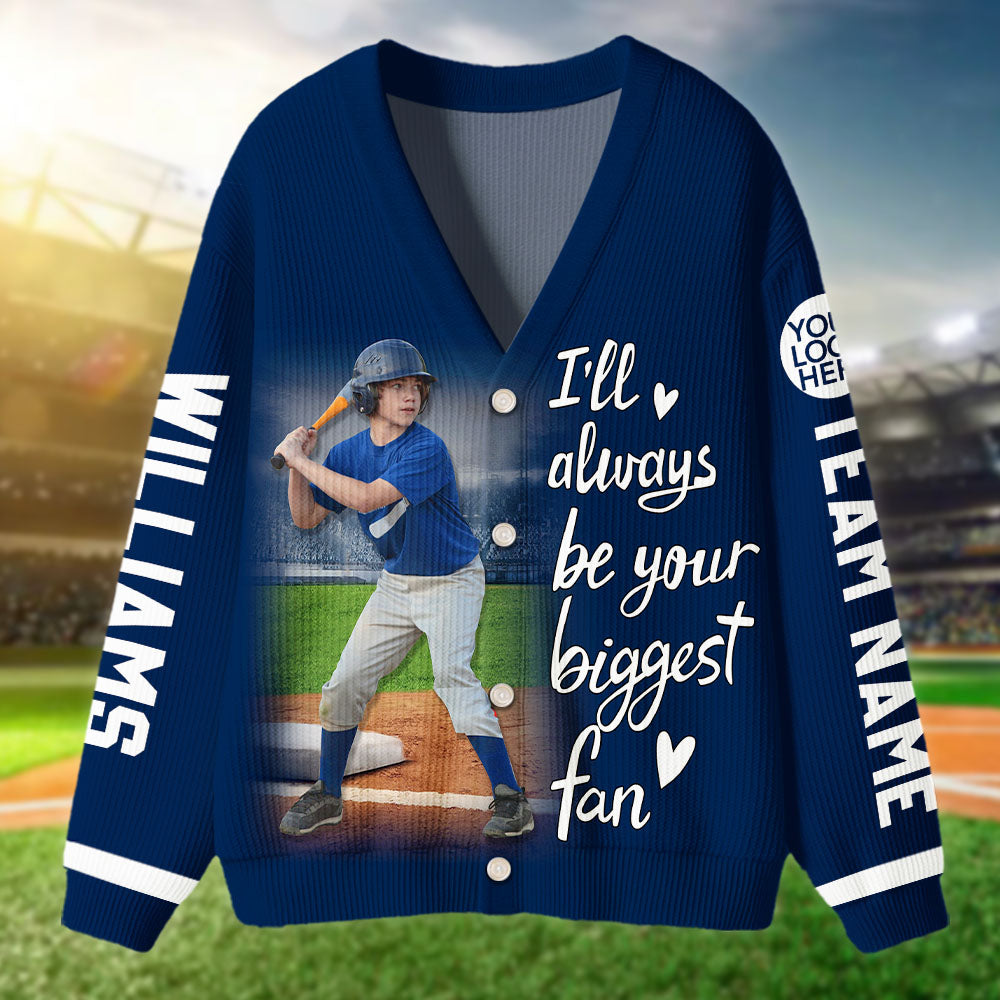 Custom Photo Baseball Game Day Baseball Ugly Cardigan Gift For Baseball Lovers - Personalized Gift For Baseball Players Tu24 Pt99