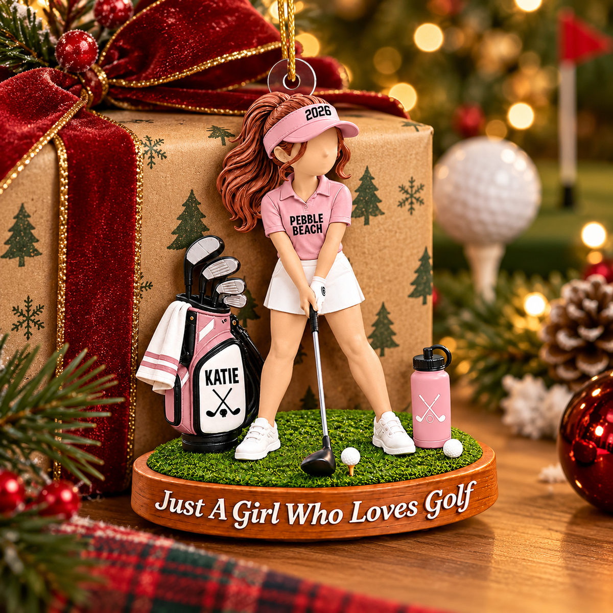 Just A Girl Who Loves Golf Ornament, Personalized Golf Christmas Ornament, Custom Name Gift Na02 VH01