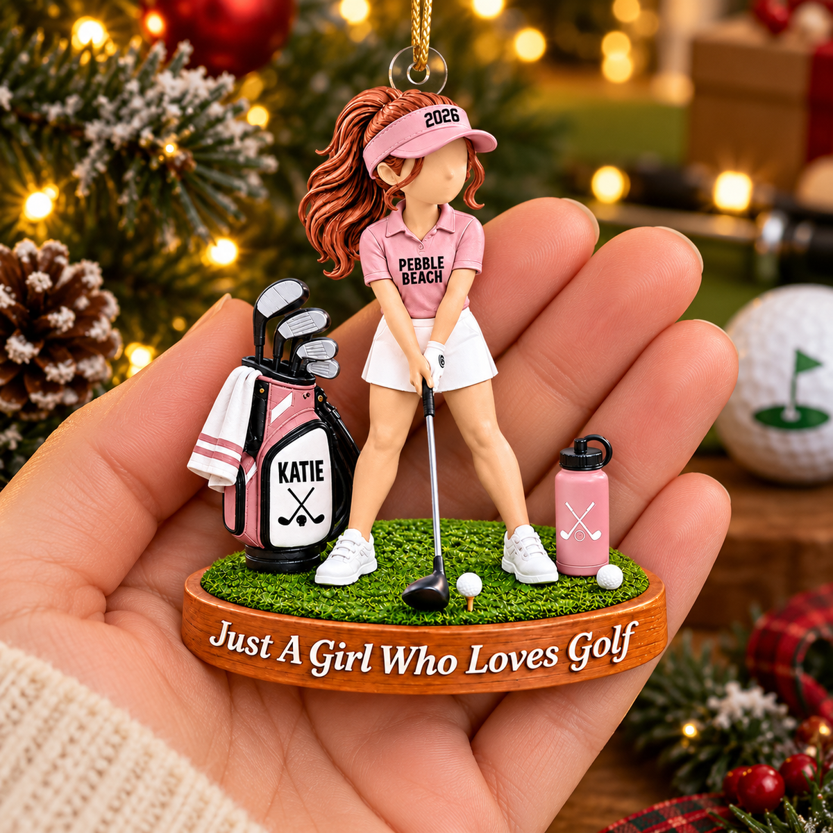 Just A Girl Who Loves Golf Ornament, Personalized Golf Christmas Ornament, Custom Name Gift Na02 VH01