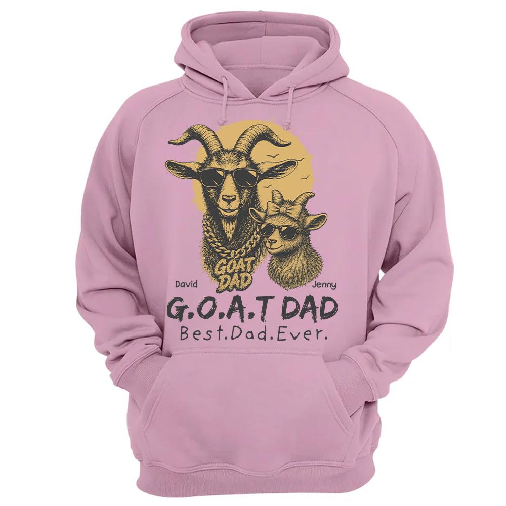 G.O.A.T Daddy Best Dad Ever, Goat Dad Personalized T-Shirt Father's Day, Gifts for Dad Husband, Funny Papa Tshirt Cool Goat Daddy Tee Ver 2 MI209 Hv01