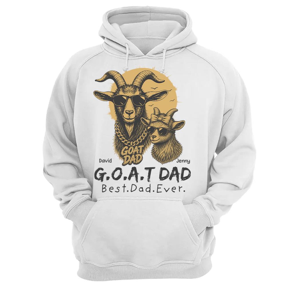 G.O.A.T Daddy Best Dad Ever, Goat Dad Personalized T-Shirt Father's Day, Gifts for Dad Husband, Funny Papa Tshirt Cool Goat Daddy Tee Ver 2 MI209 Hv01