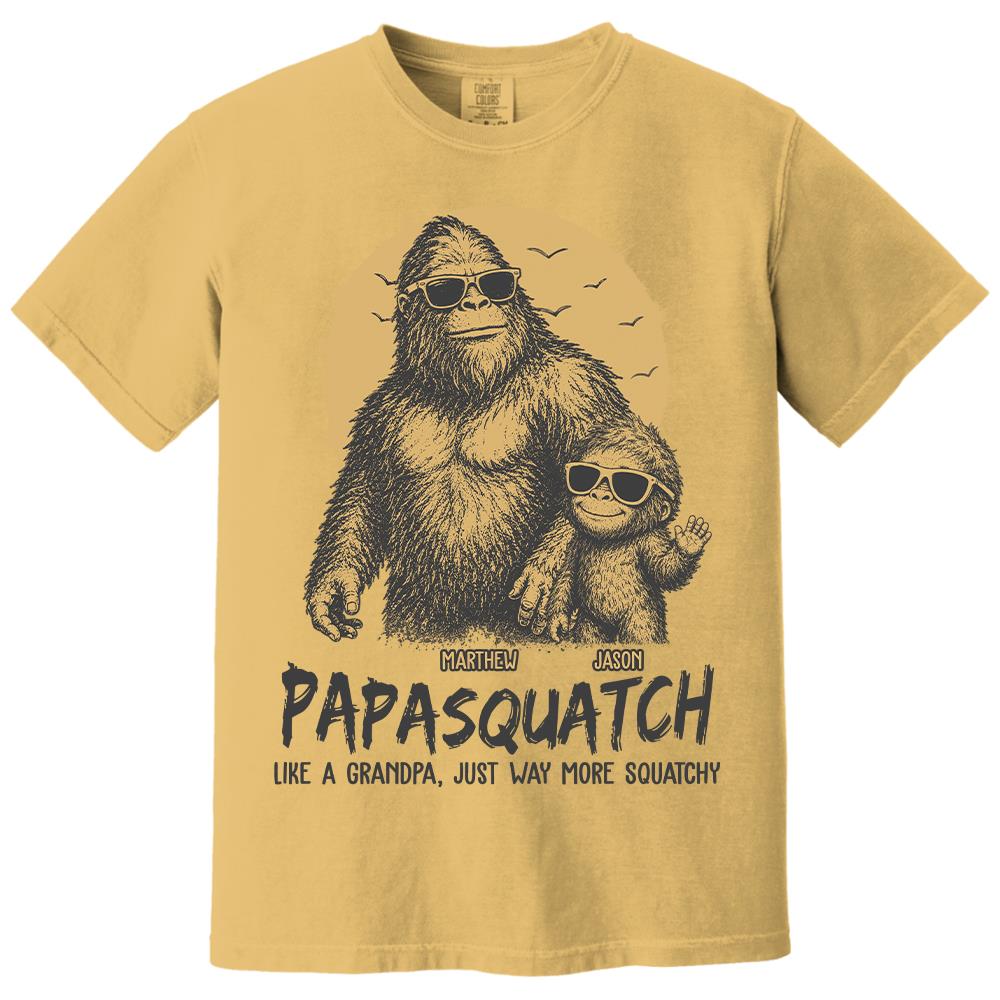 Personalized Papasquatch, Like A Grandpa, Just Way More Squatchy T-Shirt Father Day Gifts for Dad Funny Papa Tshirt Cool Daddy Bigfoot Tee