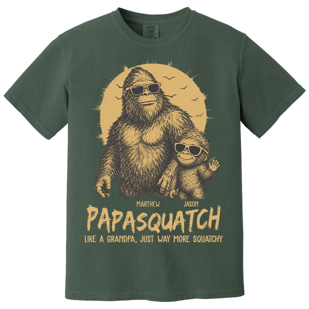 Personalized Papasquatch, Like A Grandpa, Just Way More Squatchy T-Shirt Father Day Gifts for Dad Funny Papa Tshirt Cool Daddy Bigfoot Tee