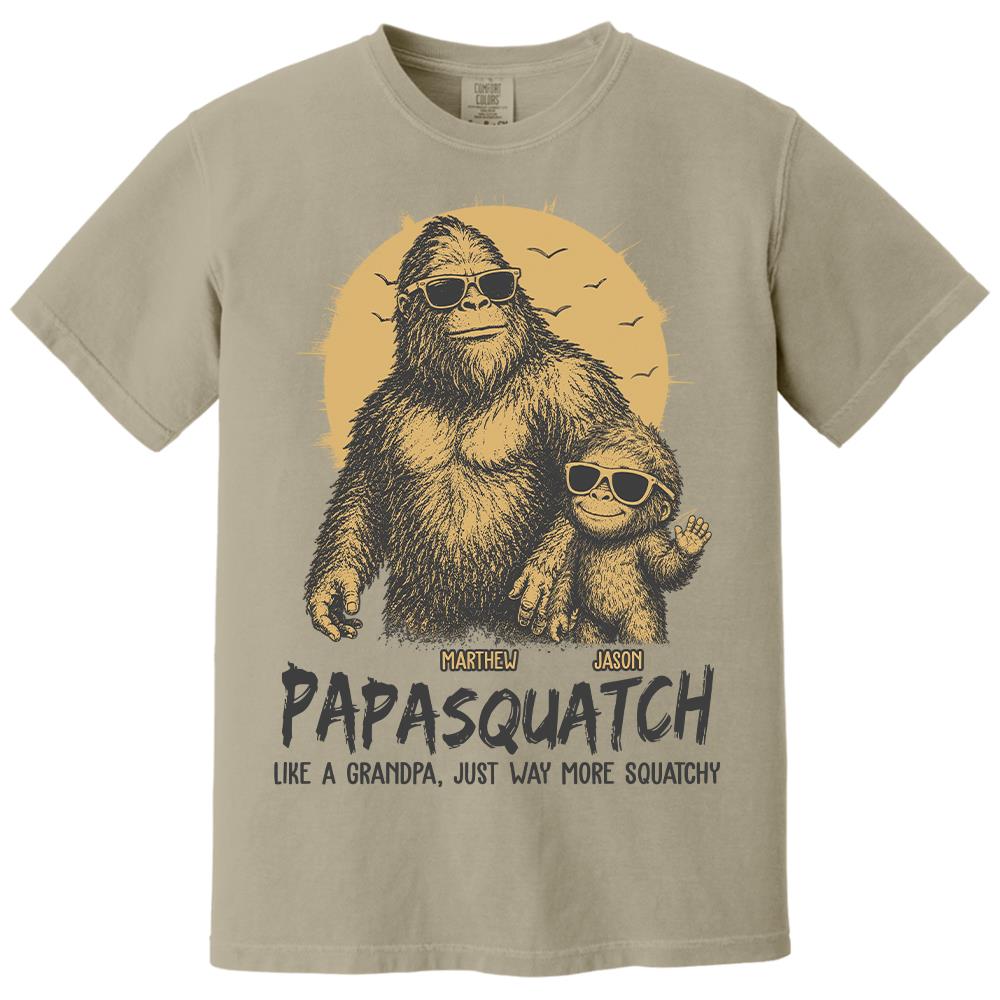 Personalized Papasquatch, Like A Grandpa, Just Way More Squatchy T-Shirt Father Day Gifts for Dad Funny Papa Tshirt Cool Daddy Bigfoot Tee