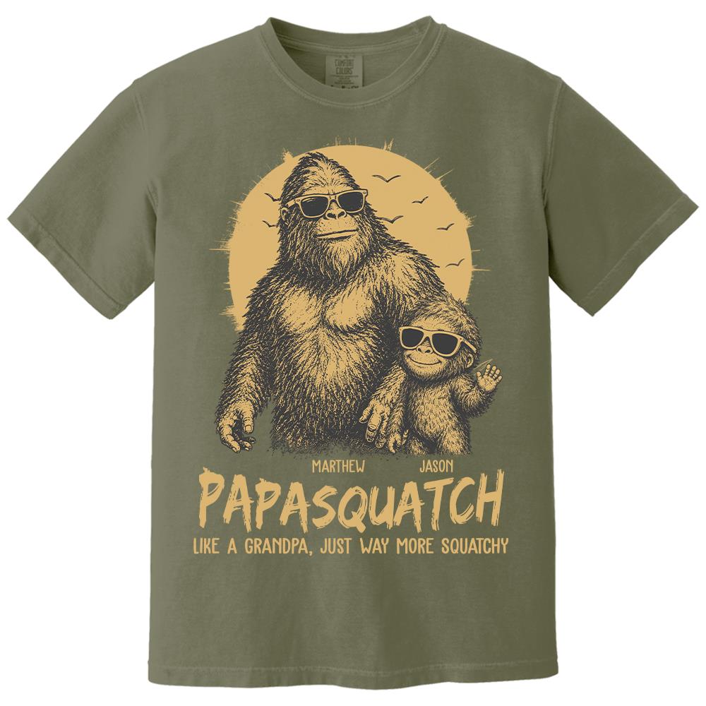 Personalized Papasquatch, Like A Grandpa, Just Way More Squatchy T-Shirt Father Day Gifts for Dad Funny Papa Tshirt Cool Daddy Bigfoot Tee