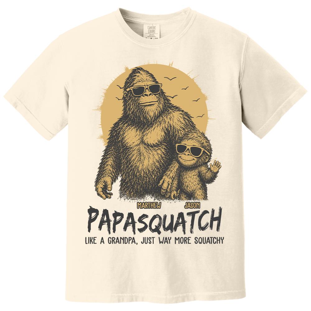 Personalized Papasquatch, Like A Grandpa, Just Way More Squatchy T-Shirt Father Day Gifts for Dad Funny Papa Tshirt Cool Daddy Bigfoot Tee