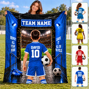 Personalized Soccer Blanket, Custom Soccer Player Blanket with Name & Number, Soccer Mom Gift, Sports Boys & Girl Na02