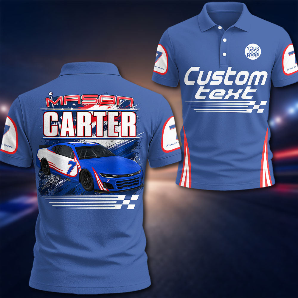 Custom Photo Race Car Polo Shirt - Personalized Shirt For Racing Fan A2110 Pt99