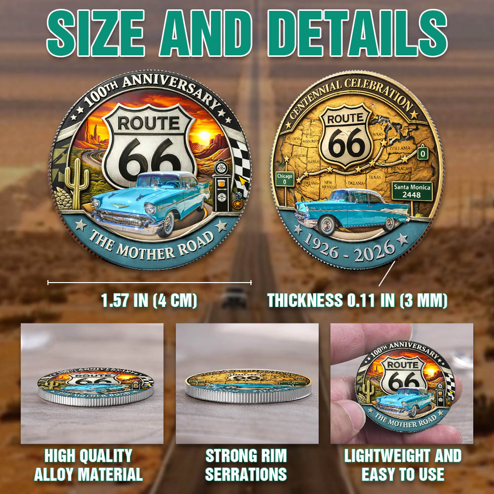 Celebrate 100 Years of Road Route 66 - Custom Car's Photo Commemorative Coin A2110 Pt99