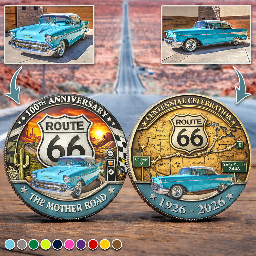 Celebrate 100 Years of Road Route 66 - Custom Car's Photo Commemorative Coin A2110 Pt99