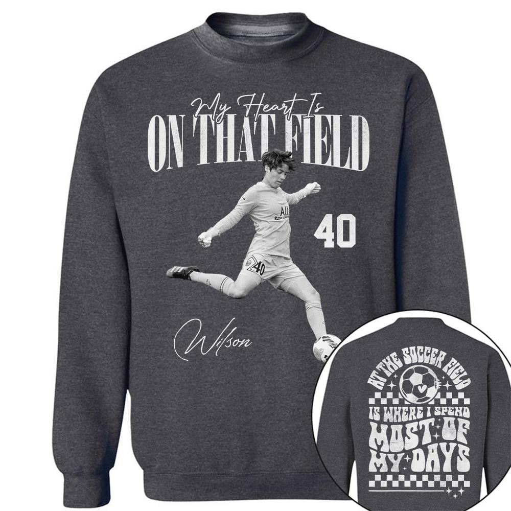 Personalized My Heart Is On That Field Washed Tee Retro Bootleg Shirt For Soccer Player T1807 Hv01