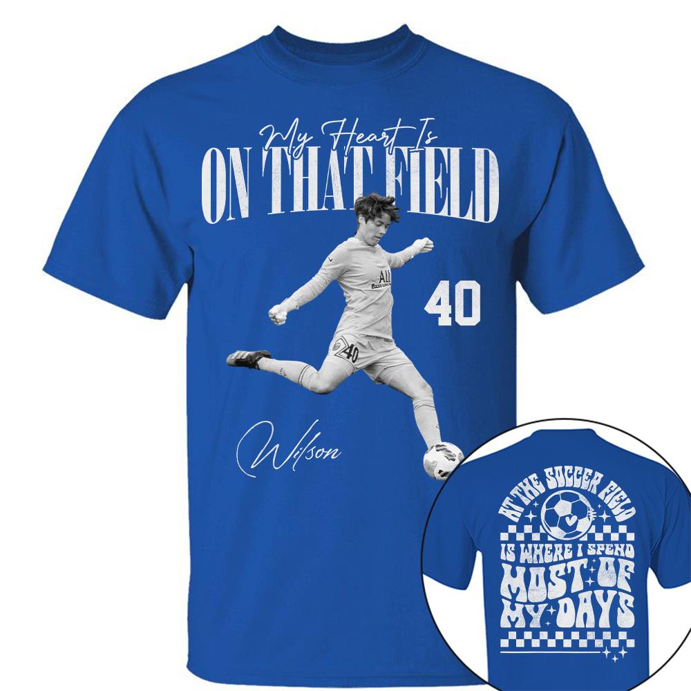 Personalized My Heart Is On That Field Washed Tee Retro Bootleg Shirt For Soccer Player T1807 Hv01