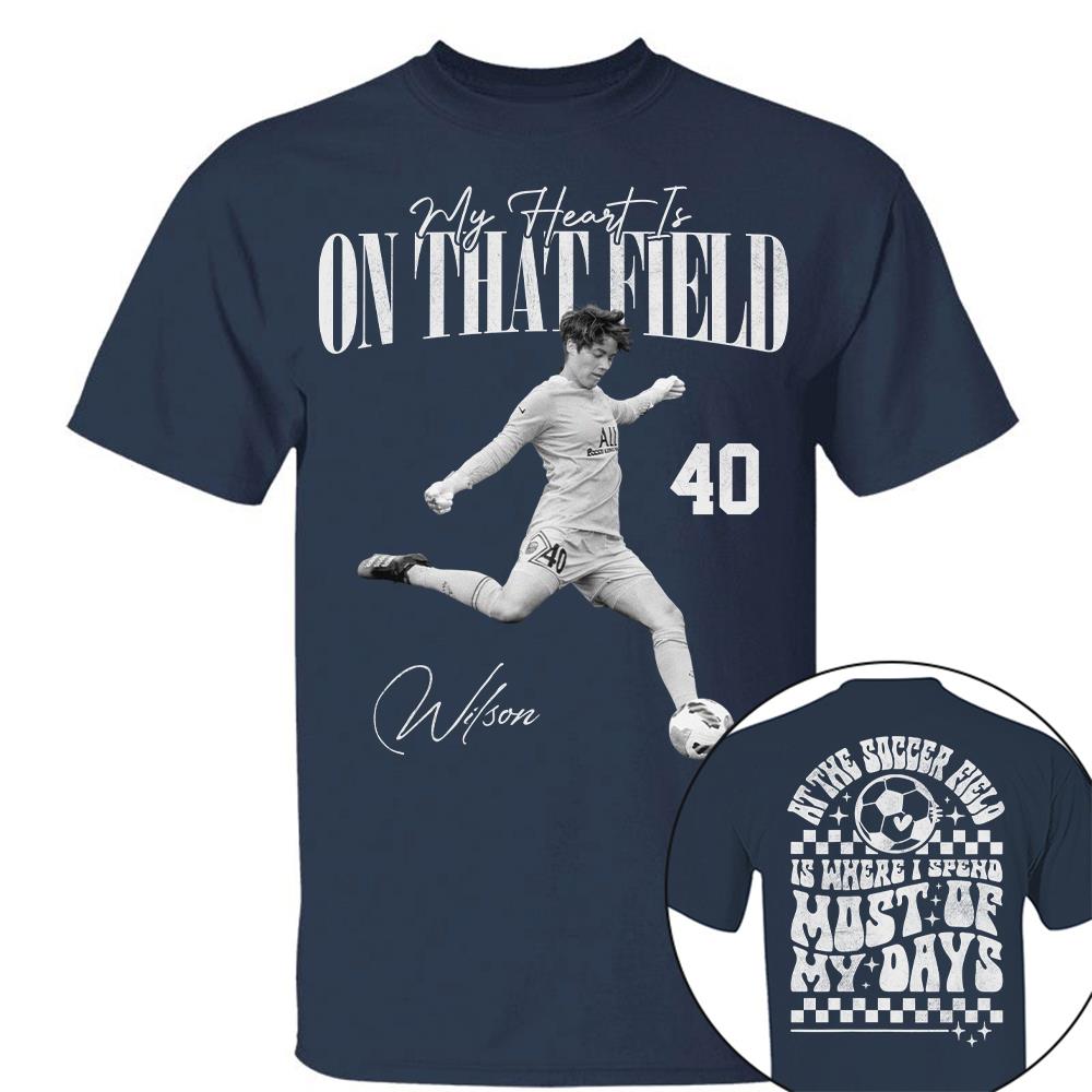 Personalized My Heart Is On That Field Washed Tee Retro Bootleg Shirt For Soccer Player T1807 Hv01