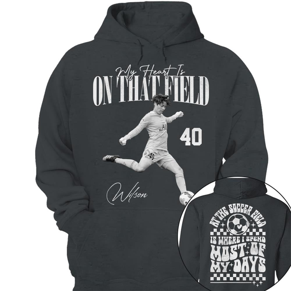 Personalized My Heart Is On That Field Washed Tee Retro Bootleg Shirt For Soccer Player T1807 Hv01