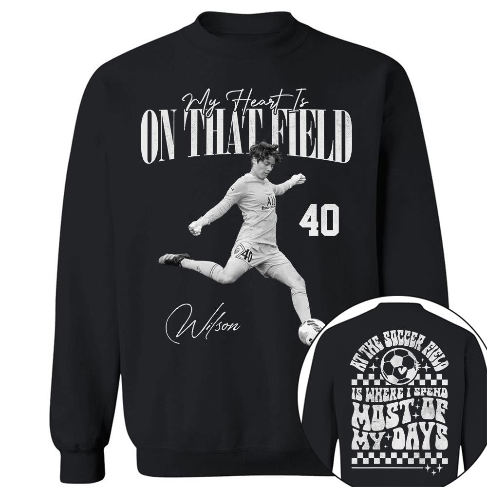 Personalized My Heart Is On That Field Washed Tee Retro Bootleg Shirt For Soccer Player T1807 Hv01