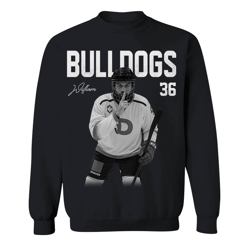 Custom Photo Ice Hockey Player And Team Name Shirt -Washed Tee Retro Bootleg Shirt For Ice Hockey Players NA02