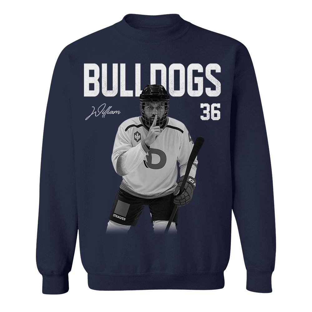 Custom Photo Ice Hockey Player And Team Name Shirt -Washed Tee Retro Bootleg Shirt For Ice Hockey Players NA02