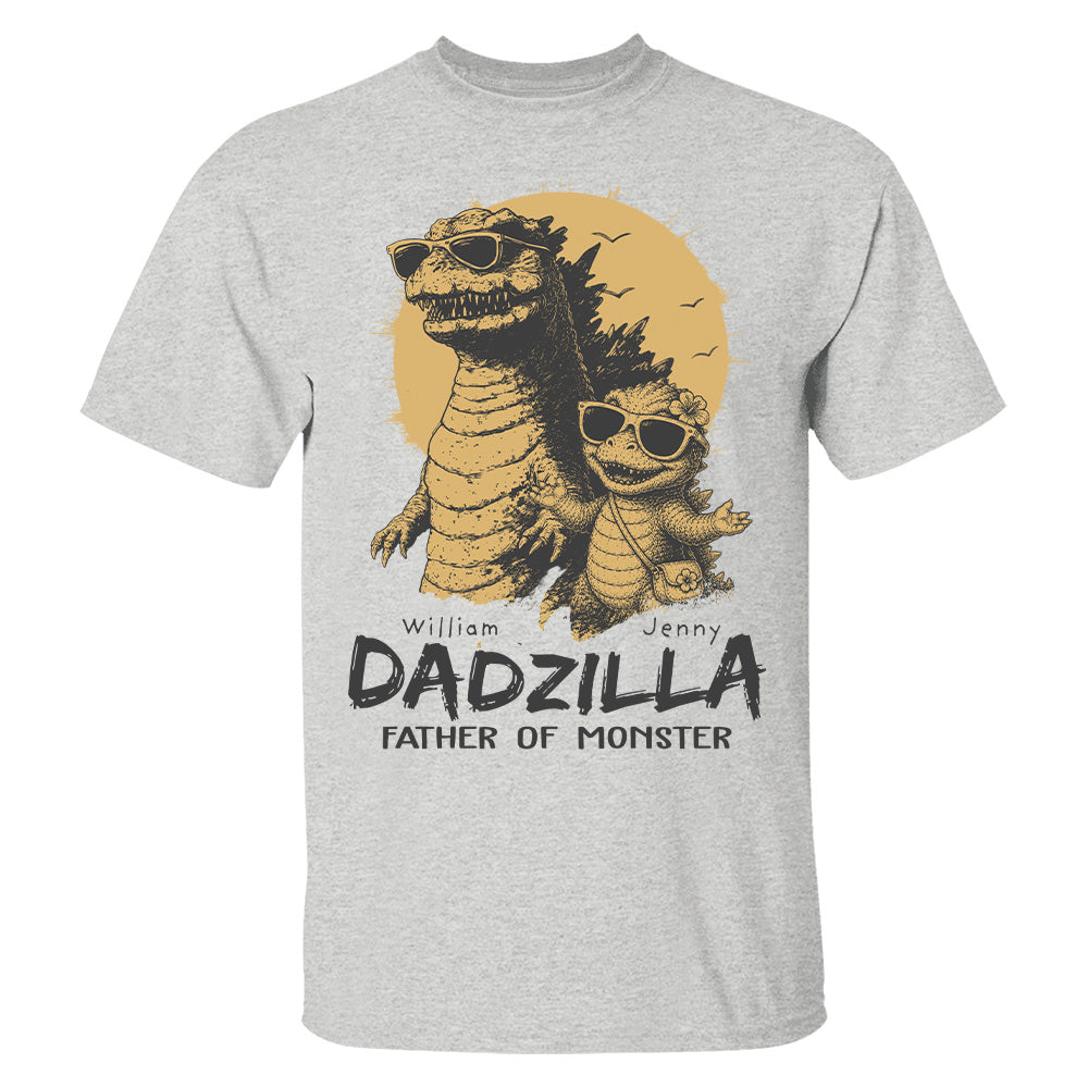Personalized Dadzilla T-Shirt Father Day Gifts for Dad Funny Papa Tshirt Cool Daddy Dinosaur Tee New Art Hv01