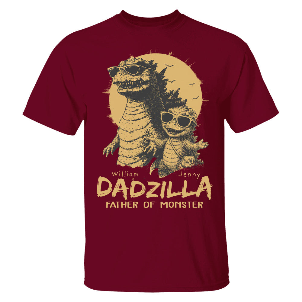 Personalized Dadzilla T-Shirt Father Day Gifts for Dad Funny Papa Tshirt Cool Daddy Dinosaur Tee New Art Hv01