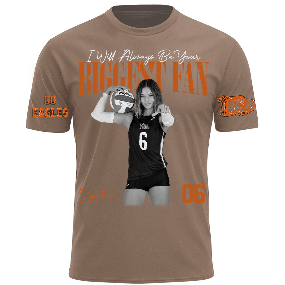 I'll Always Be Your Biggest Fan, Personalized Vintage “Biggest Fan” Volleyball Shirt, Custom School Team Name, Gift For Volleyball Lovers T1807 TH23