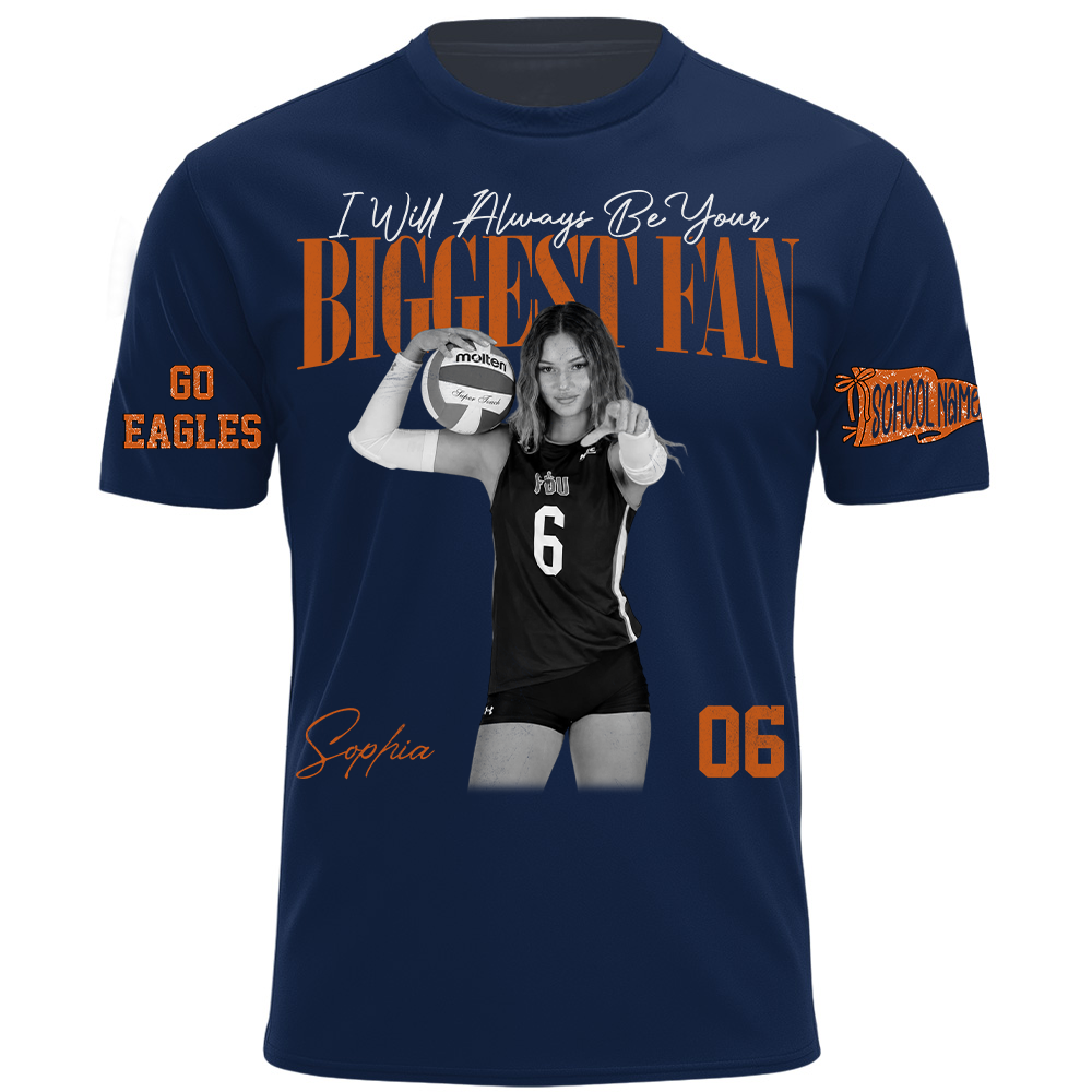 I'll Always Be Your Biggest Fan, Personalized Vintage “Biggest Fan” Volleyball Shirt, Custom School Team Name, Gift For Volleyball Lovers T1807 TH23