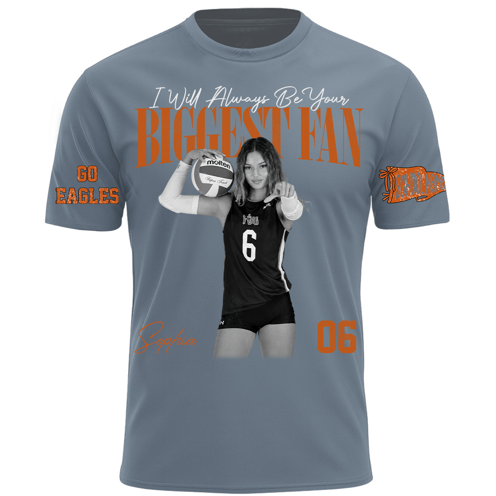 I'll Always Be Your Biggest Fan, Personalized Vintage “Biggest Fan” Volleyball Shirt, Custom School Team Name, Gift For Volleyball Lovers T1807 TH23