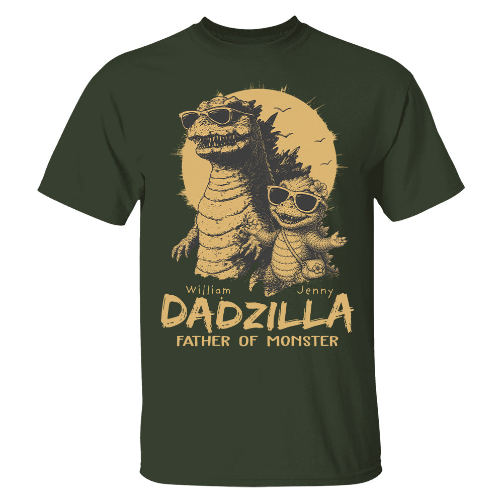 Personalized Dadzilla T-Shirt Father Day Gifts for Dad Funny Papa Tshirt Cool Daddy Dinosaur Tee New Art Hv01