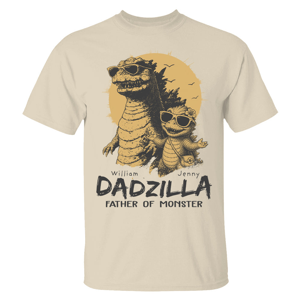 Personalized Dadzilla T-Shirt Father Day Gifts for Dad Funny Papa Tshirt Cool Daddy Dinosaur Tee New Art Hv01