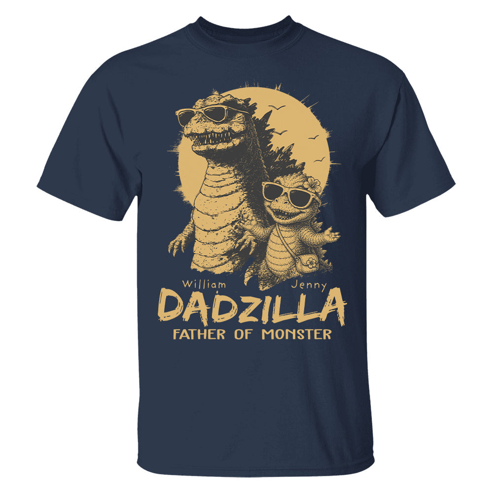 Personalized Dadzilla T-Shirt Father Day Gifts for Dad Funny Papa Tshirt Cool Daddy Dinosaur Tee New Art Hv01