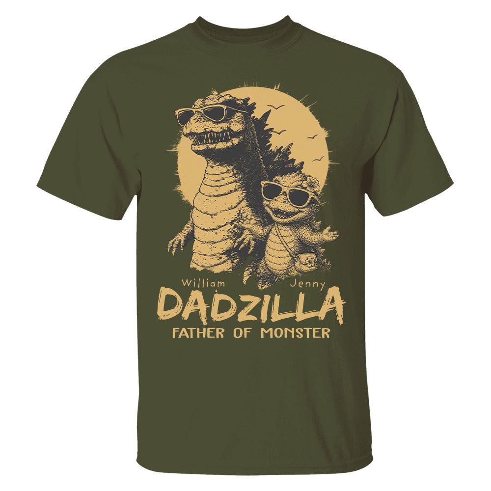 Personalized Dadzilla T-Shirt Father Day Gifts for Dad Funny Papa Tshirt Cool Daddy Dinosaur Tee New Art Hv01