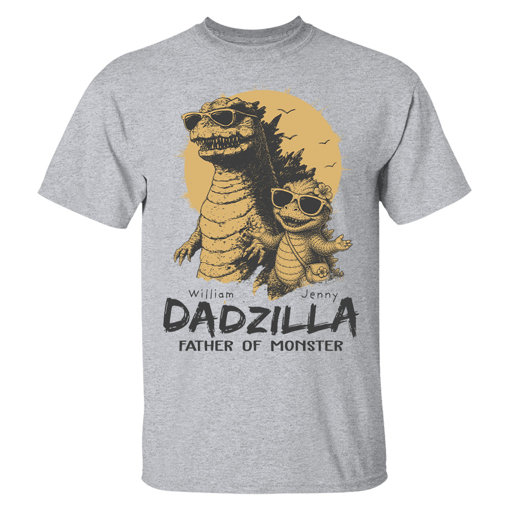 Personalized Dadzilla T-Shirt Father Day Gifts for Dad Funny Papa Tshirt Cool Daddy Dinosaur Tee New Art Hv01