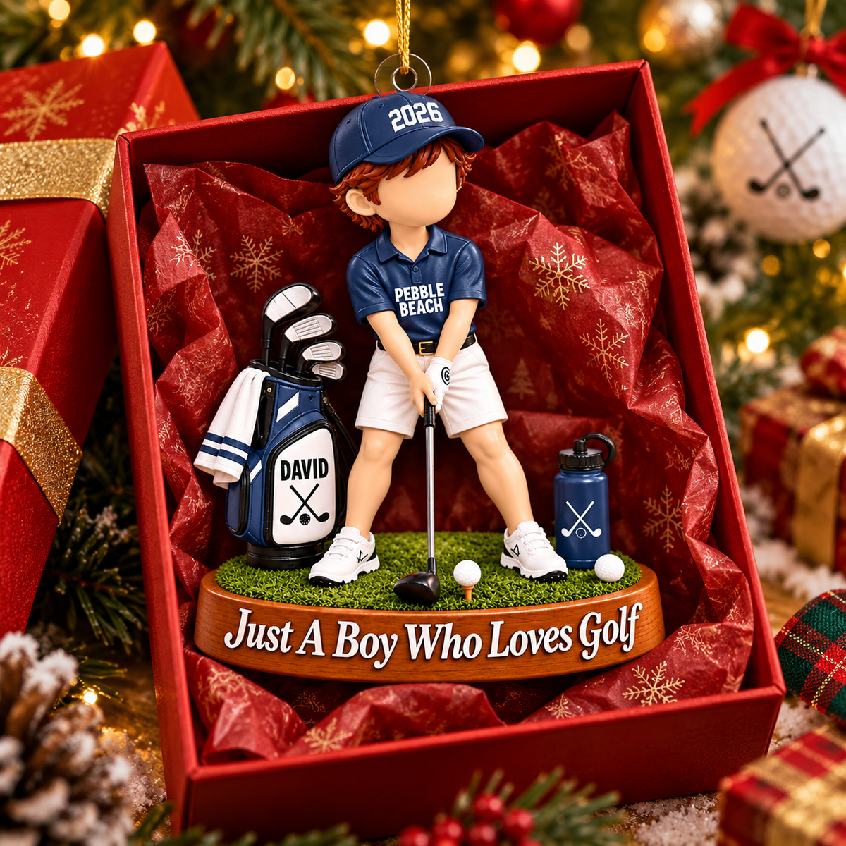 Just A Girl Who Loves Golf Ornament, Personalized Golf Christmas Ornament, Custom Name Gift Na02 VH01