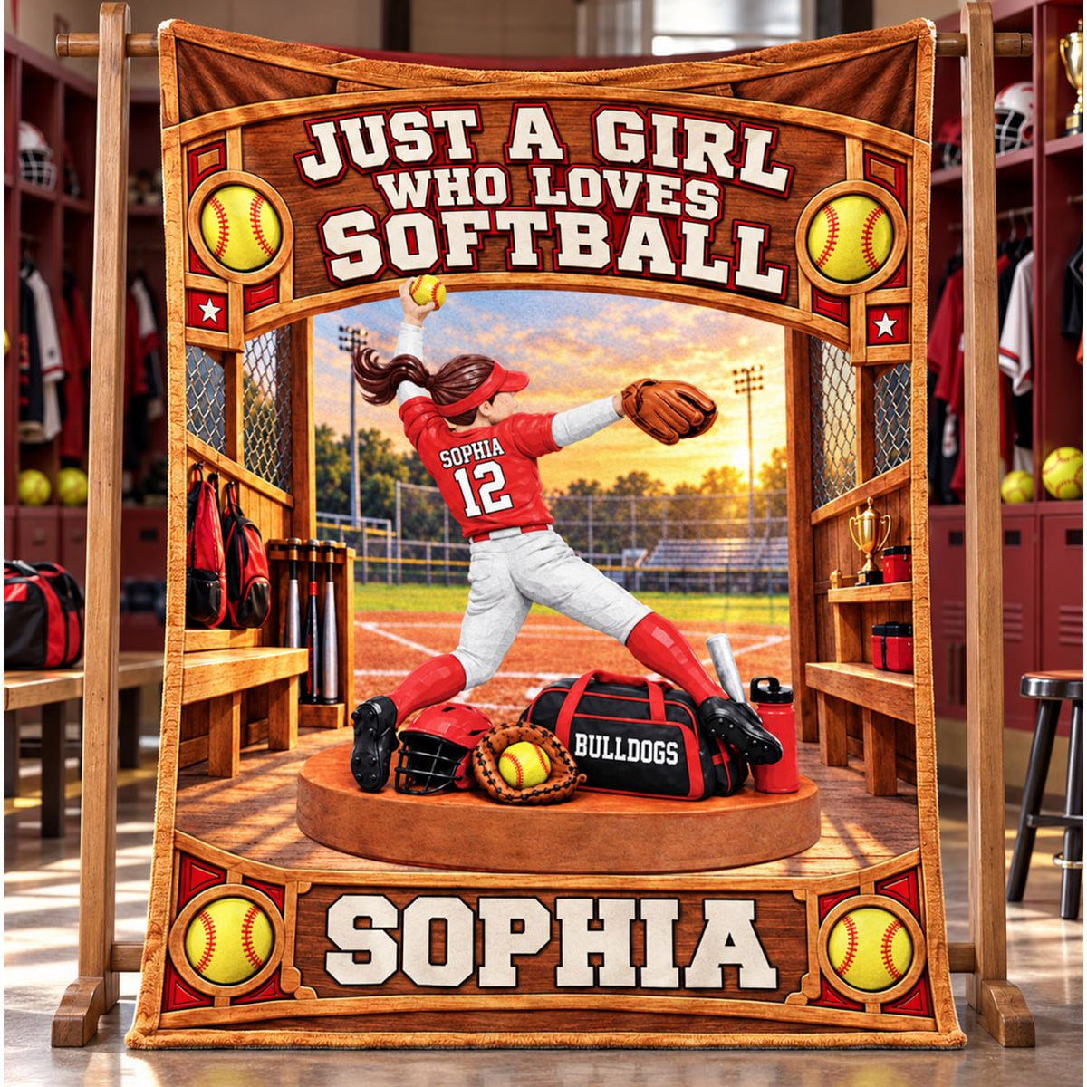 Just A Girl Who Loves Softball, Personalized Softball Blanket, Custom Player Name Gift, Gift For Softball Players Softball Lovers C2408 Nh00 DN10