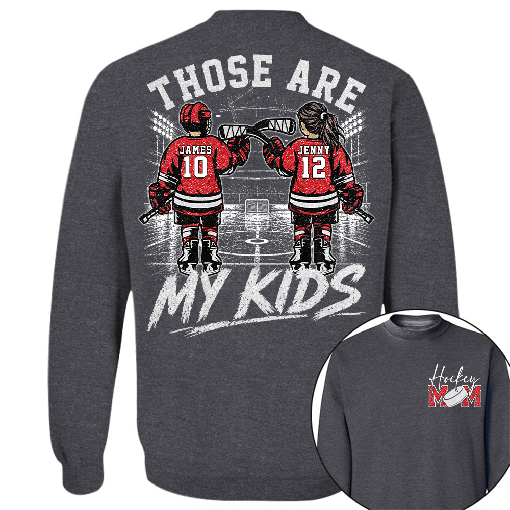 Personalized  Ice Hockey Mom Shirt, Custom Those Are My Boys T-Shirt, Team Name & Player Number Tee, Ice Hockey Mom Gift Na02 Hv01