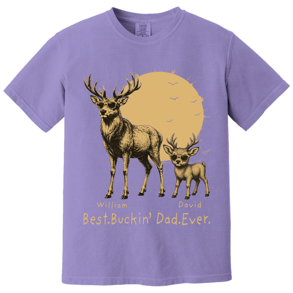Personalized Best Buckin' Dad Ever T-Shirt Father Day Gifts for Dad Funny Papa Tshirt Cool Daddy Hunting Tee T24