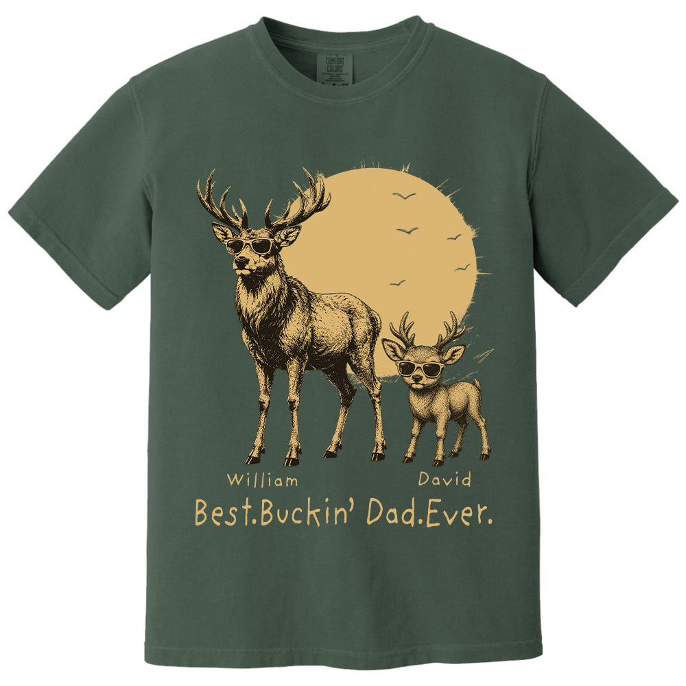 Personalized Best Buckin' Dad Ever T-Shirt Father Day Gifts for Dad Funny Papa Tshirt Cool Daddy Hunting Tee T24