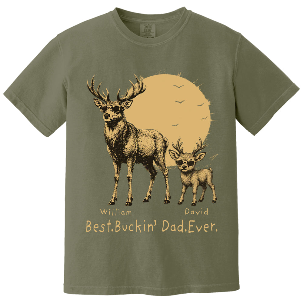 Personalized Best Buckin' Dad Ever T-Shirt Father Day Gifts for Dad Funny Papa Tshirt Cool Daddy Hunting Tee T24