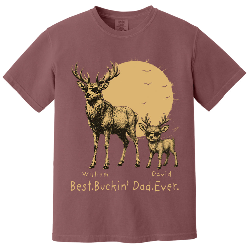 Personalized Best Buckin' Dad Ever T-Shirt Father Day Gifts for Dad Funny Papa Tshirt Cool Daddy Hunting Tee T24