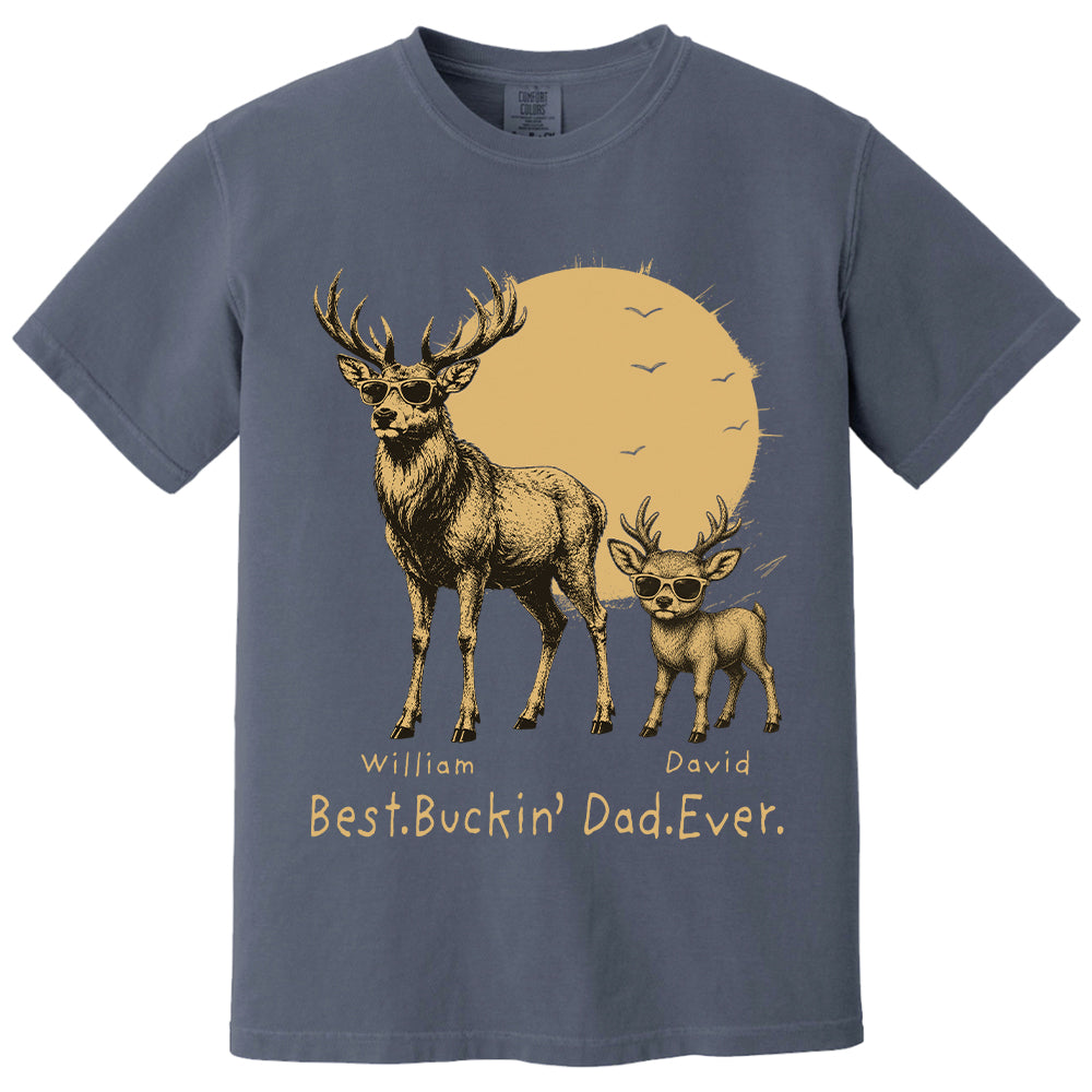 Personalized Best Buckin' Dad Ever T-Shirt Father Day Gifts for Dad Funny Papa Tshirt Cool Daddy Hunting Tee T24
