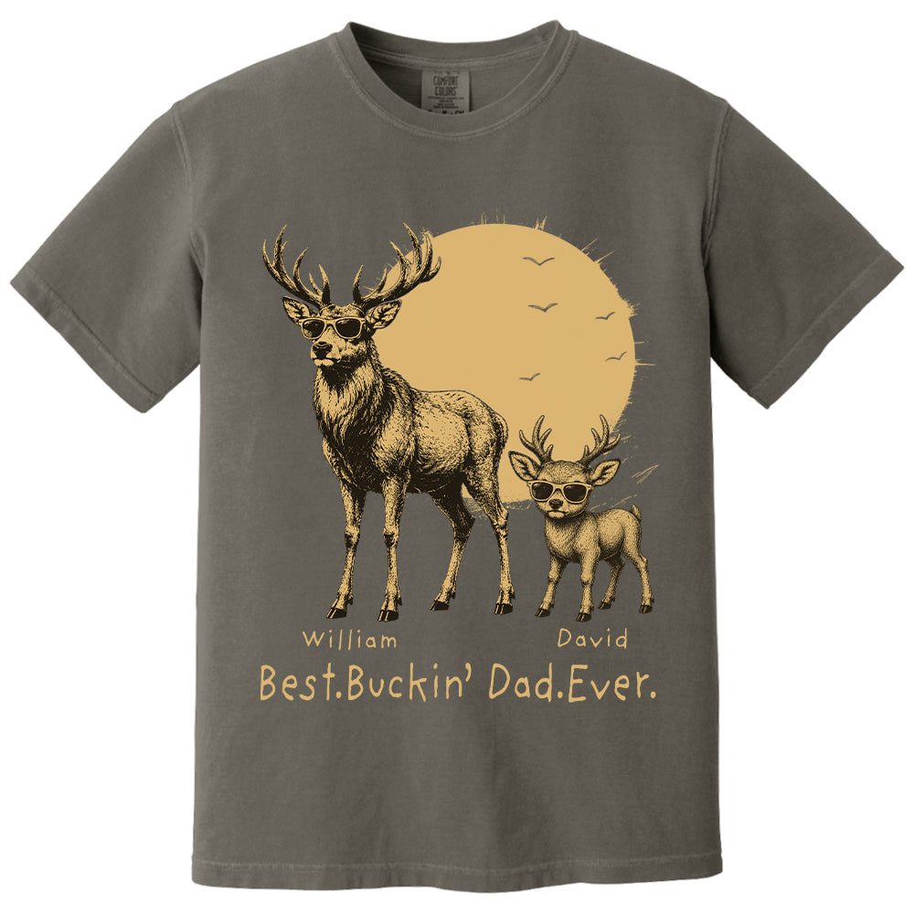 Personalized Best Buckin' Dad Ever T-Shirt Father Day Gifts for Dad Funny Papa Tshirt Cool Daddy Hunting Tee T24