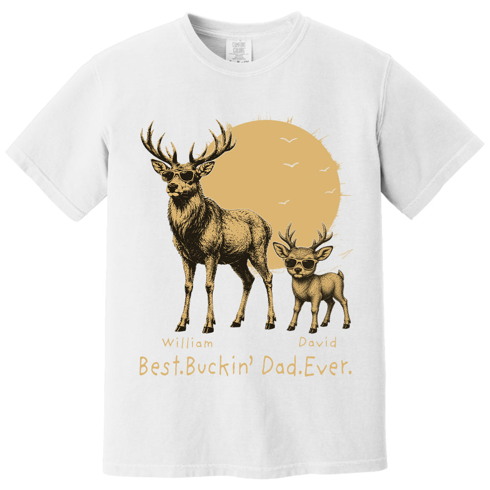 Personalized Best Buckin' Dad Ever T-Shirt Father Day Gifts for Dad Funny Papa Tshirt Cool Daddy Hunting Tee T24