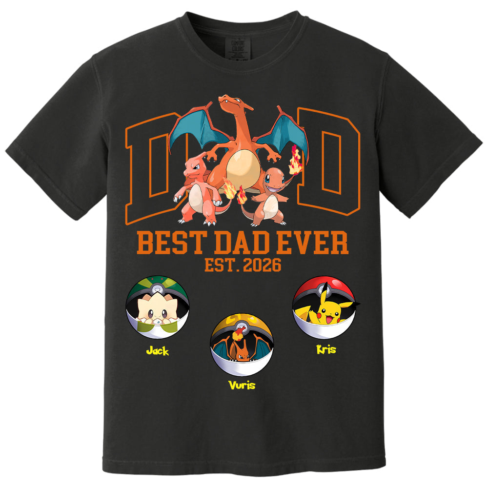 Pokedad Best Dad Ever, Personalized Pokedad Shirt With Kids Name, Father's Day Gift For Husband, Dad, Grandpa MI209 Li29