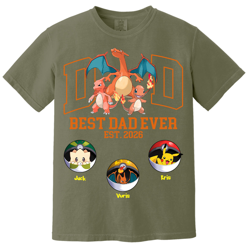 Pokedad Best Dad Ever, Personalized Pokedad Shirt With Kids Name, Father's Day Gift For Husband, Dad, Grandpa MI209 Li29