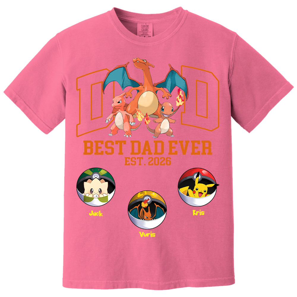 Pokedad Best Dad Ever, Personalized Pokedad Shirt With Kids Name, Father's Day Gift For Husband, Dad, Grandpa MI209 Li29