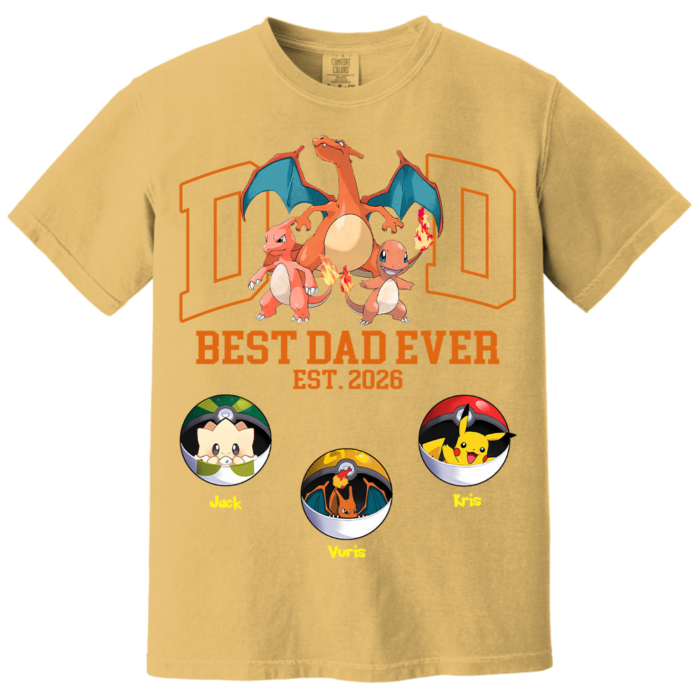 Pokedad Best Dad Ever, Personalized Pokedad Shirt With Kids Name, Father's Day Gift For Husband, Dad, Grandpa MI209 Li29