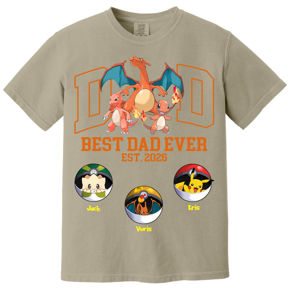 Pokedad Best Dad Ever, Personalized Pokedad Shirt With Kids Name, Father's Day Gift For Husband, Dad, Grandpa MI209 Li29