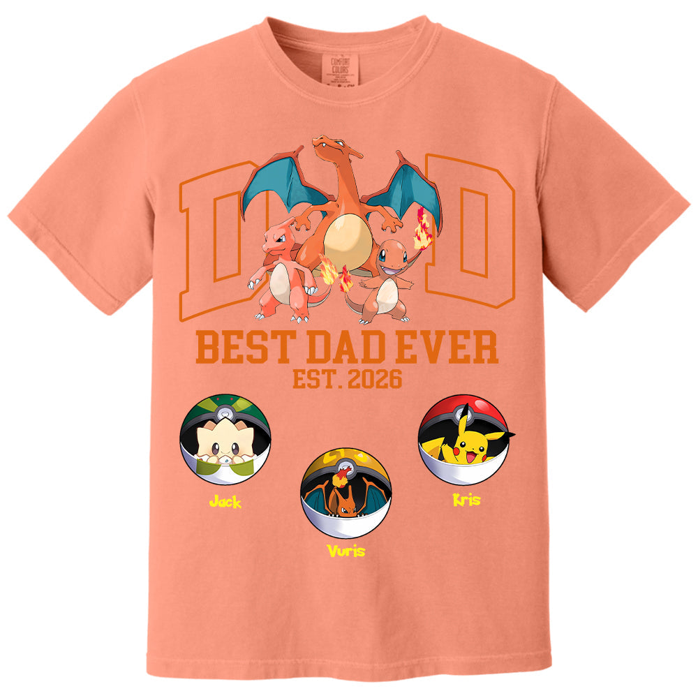 Pokedad Best Dad Ever, Personalized Pokedad Shirt With Kids Name, Father's Day Gift For Husband, Dad, Grandpa MI209 Li29
