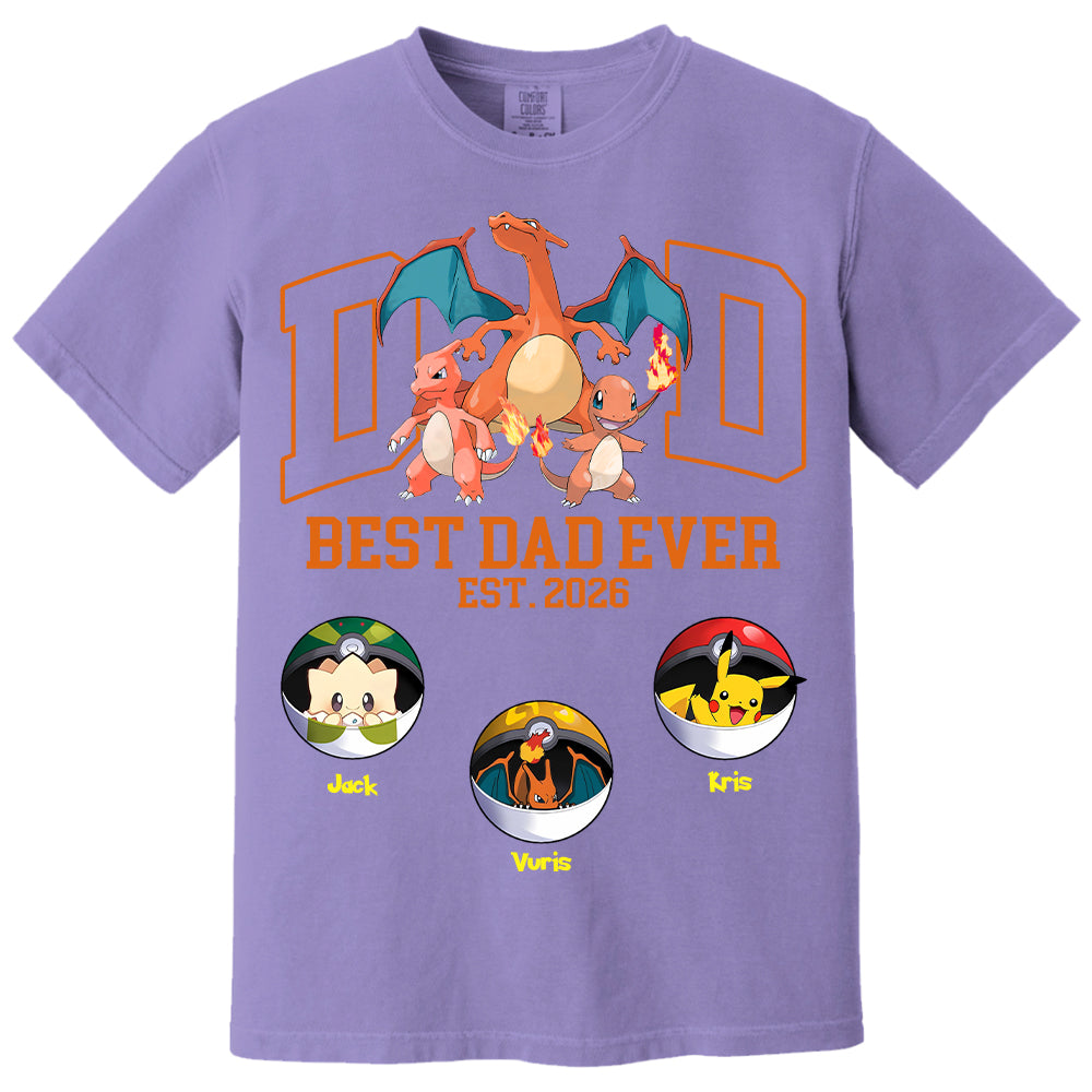 Pokedad Best Dad Ever, Personalized Pokedad Shirt With Kids Name, Father's Day Gift For Husband, Dad, Grandpa MI209 Li29